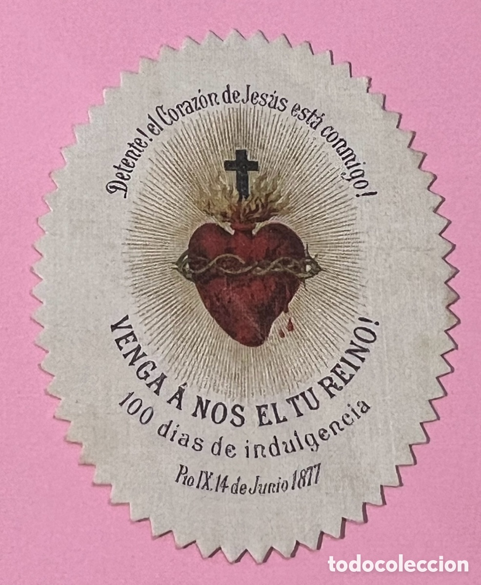 Postales: Estampa Religiosa. &iexcl;DETENTE! El Coraz&oacute;n de Jes&uacute;s est&aacute; conmigo. 1877.