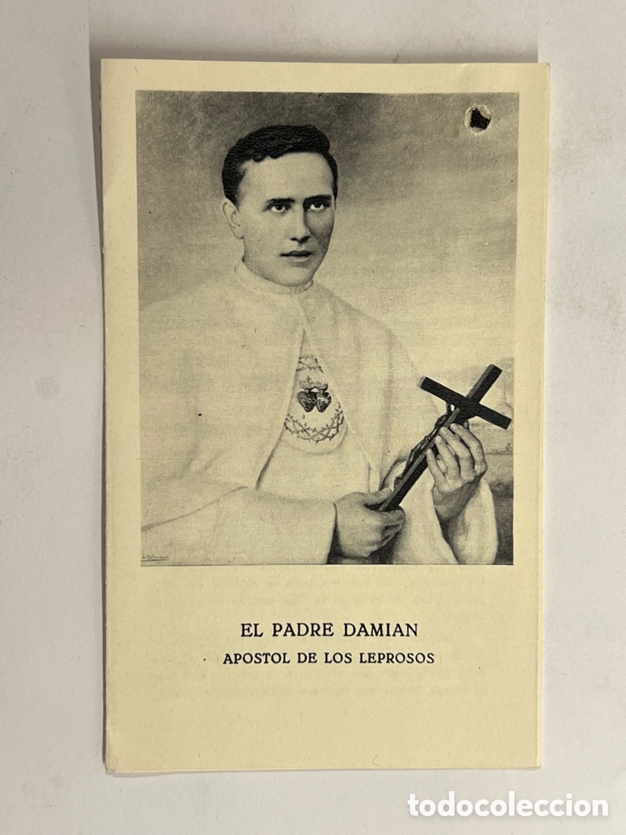 Postales: ESTAMPA RELIQUIA. EL PADRE DAMI&Aacute;N, AP&Oacute;STOL DE LOS LEPROSOS. NOVENA. TR&Iacute;PTICO (h.1930?)