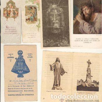 Postales: Estampitas religiosas Virgen de Covadonga Oviedo Cristo c 1950 Lote de 6 papel antiguo PEIFER