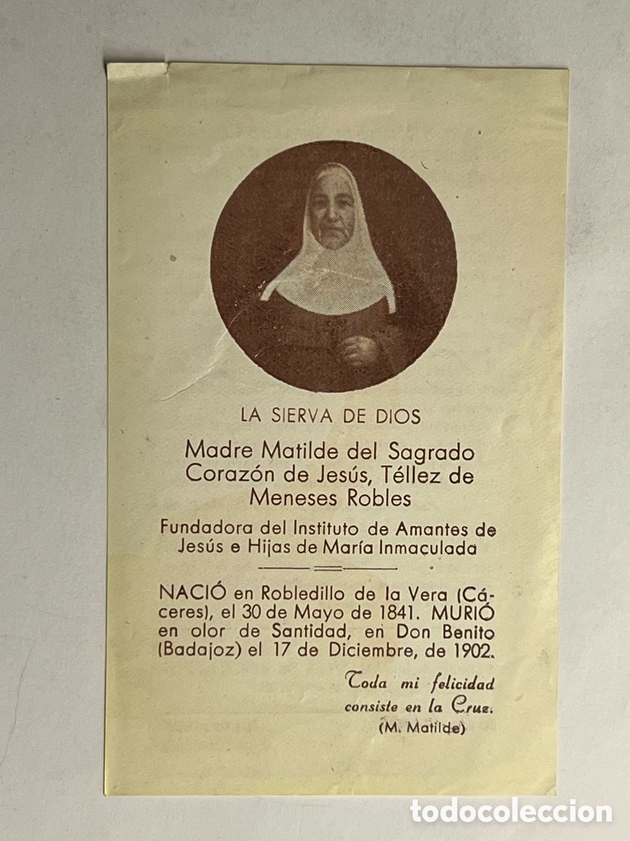 Postales: ROBLEDILLO DE LA VERA (C&aacute;ceres) Estampa Madre Matilde del Sagrado Coraz&oacute;n de Jes&uacute;s