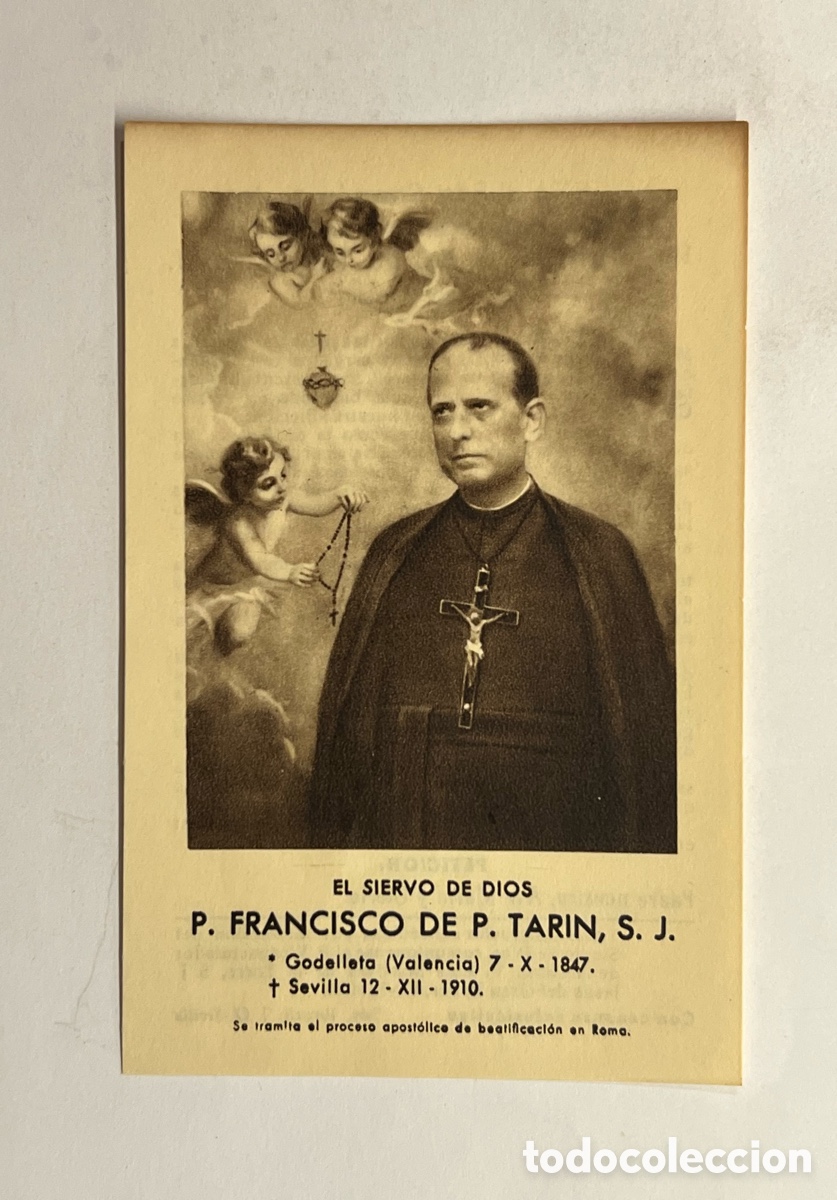 Postales: NOVENA para impetrar gracias y la beatificaci&oacute;n del Siervo de Dios P. FRANCISCO DE P. TARIN, S. J.