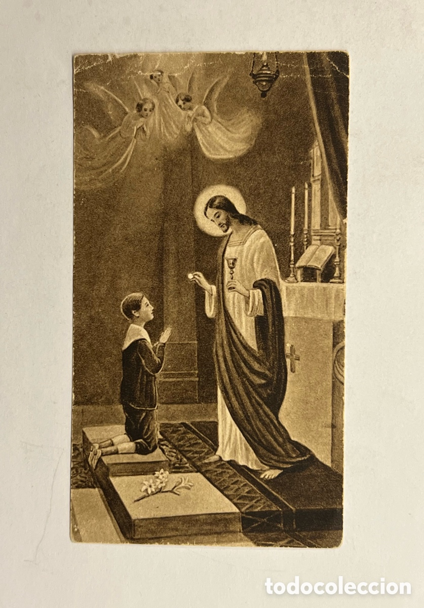 Postales: J&Aacute;TIVA. Estampa Recuerdo Primera Comuni&oacute;n de los ni&ntilde;os del Colegio Sdo Coraz&oacute;n de Mar&iacute;a (a.1933)