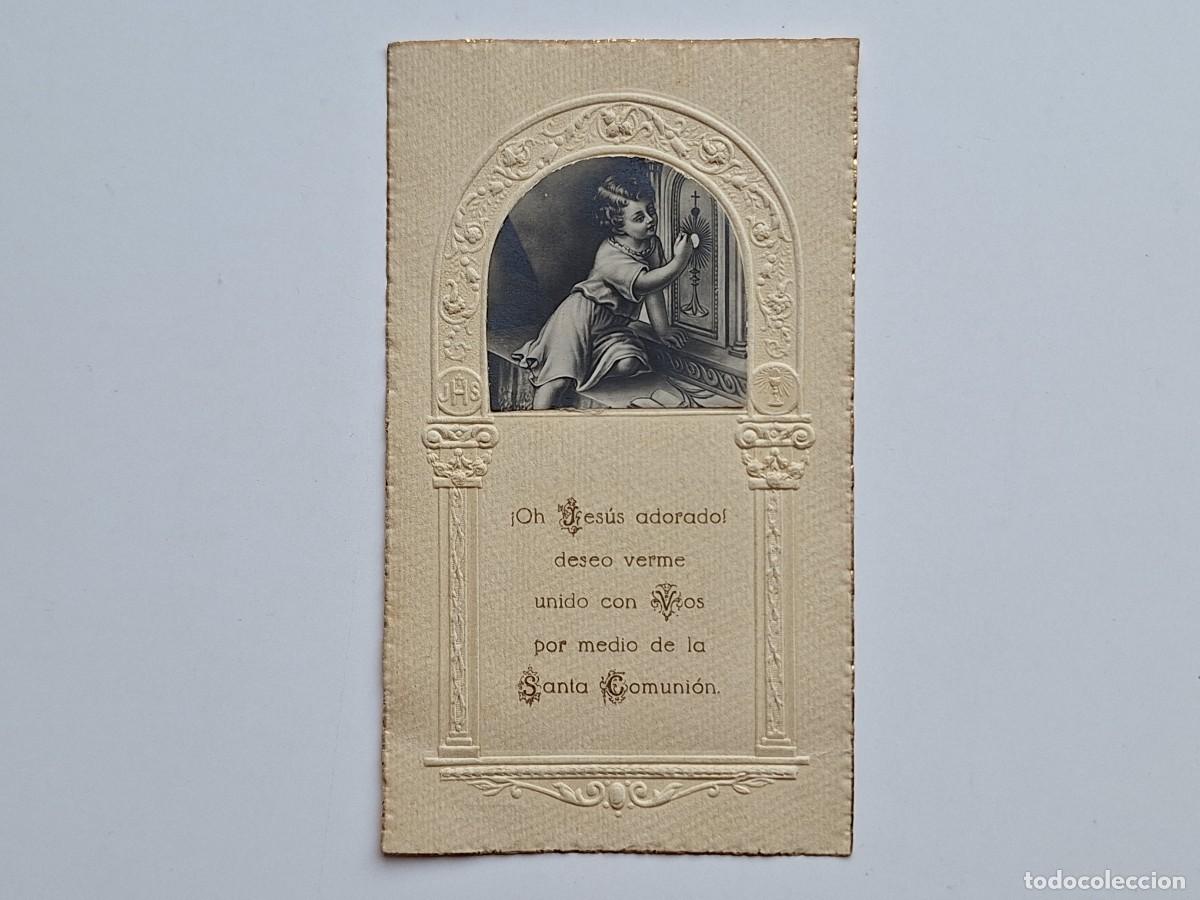 Postales: ANTIGUA ESTAMPA RELIGIOSA COMUNION COLEGIO SAN JOSE VALENCIA 1929 EST-155 RV