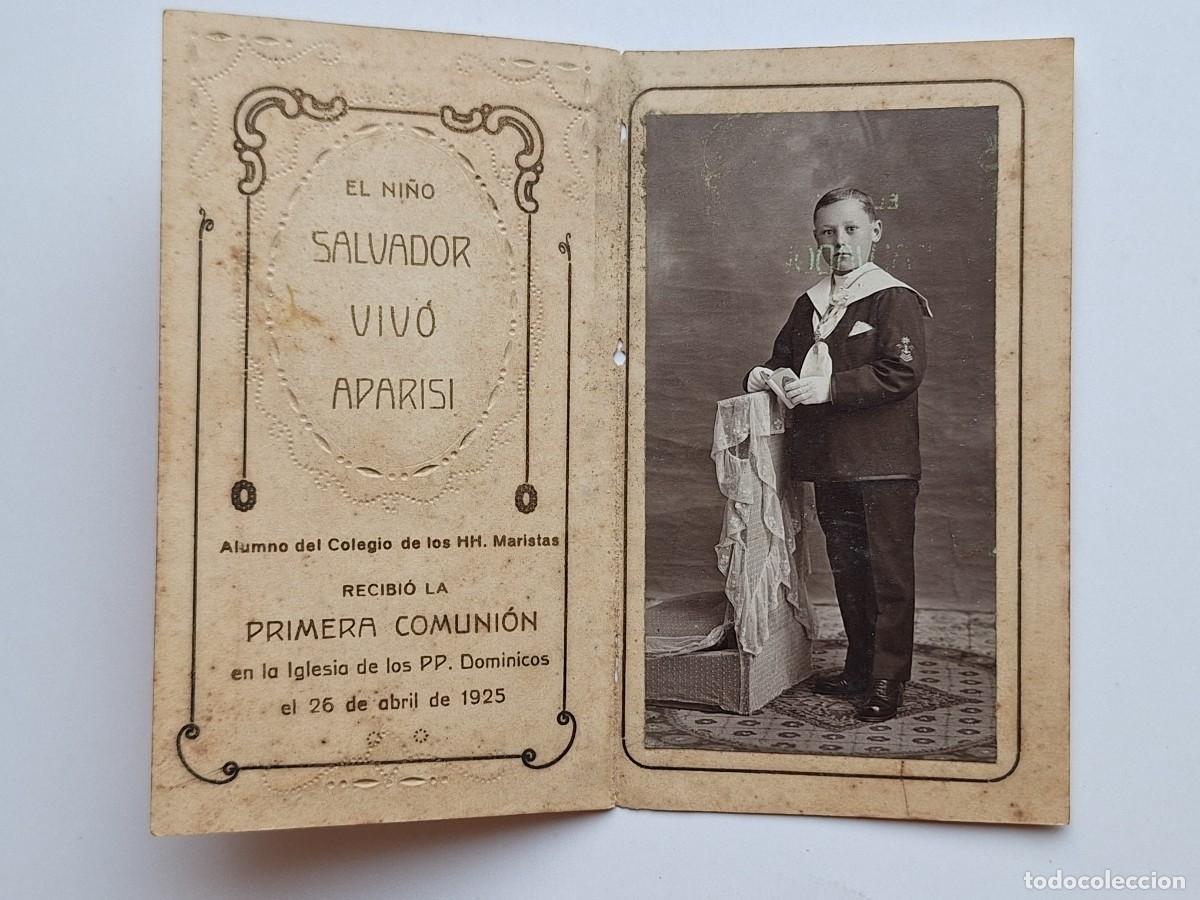 Postales: ANTIGUA ESTAMPA RELIGIOSA COMUNION COLEGIO MARISTAS VALENCIA 1925 EST-156 RV