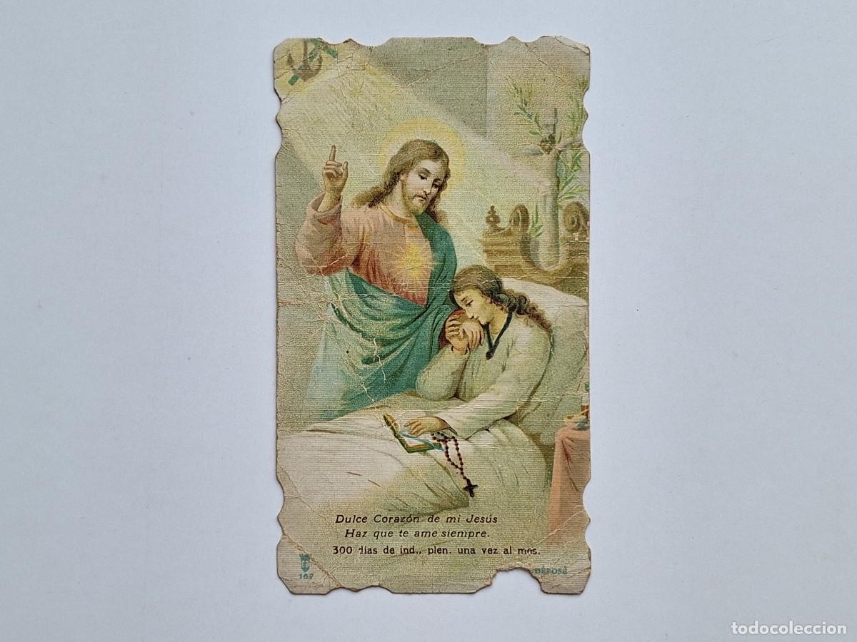 Postales: ANTIGUA ESTAMPA RELIGIOSA DULCE CORAZON JESUS EST-163 RV
