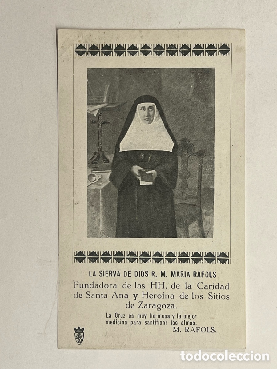 Postales: ESTAMPA. LA SIERVA DE DIOS R. M. MARIA RAFOLS. Fundadora de las HH. de la Caridad de Santa Ana..