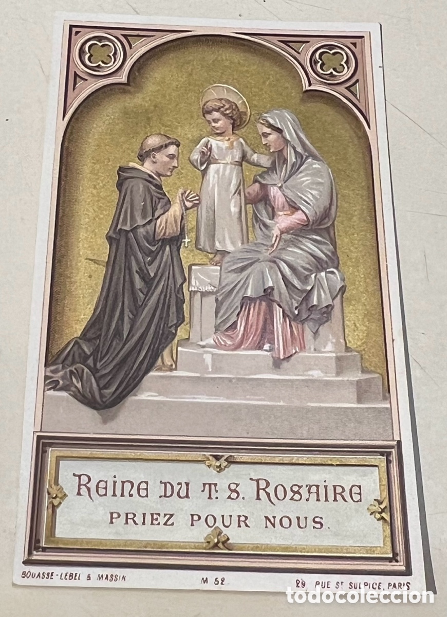 Postales: Estampa Religiosa. Reine du T. S. Rosaire. Priez Point nous. Par&iacute;s. A&ntilde;os 50.