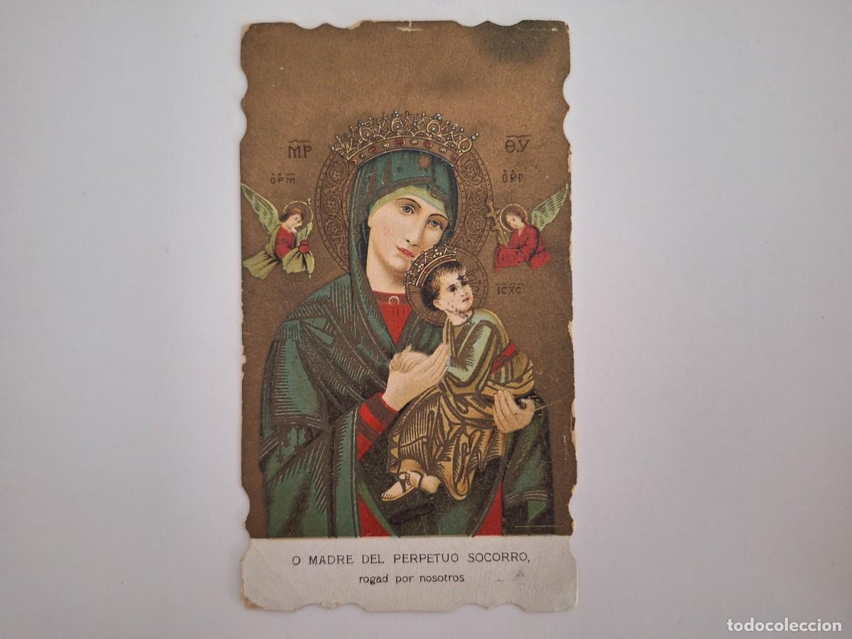 Postales: ANTIGUA ESTAMPA RELIGIOSA ORACION MADRE PERPETUO SOCORRO EST-180 RV