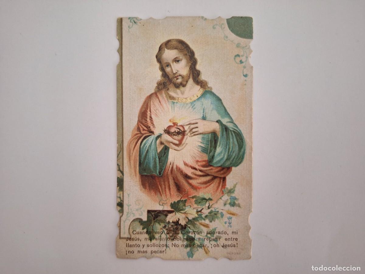 Postales: ANTIGUA ESTAMPA RELIGIOSA SAGRADO CORAZON JESUS EST-182 RV