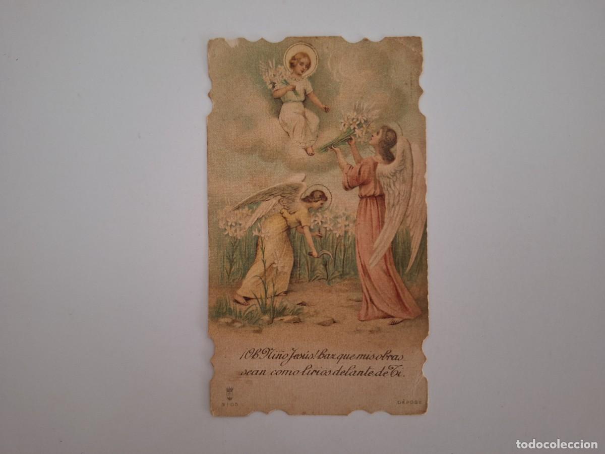 Postais: ANTIGUA ESTAMPA RELIGIOSA ANGEL NI&Ntilde;O JESUS EST-191 RV