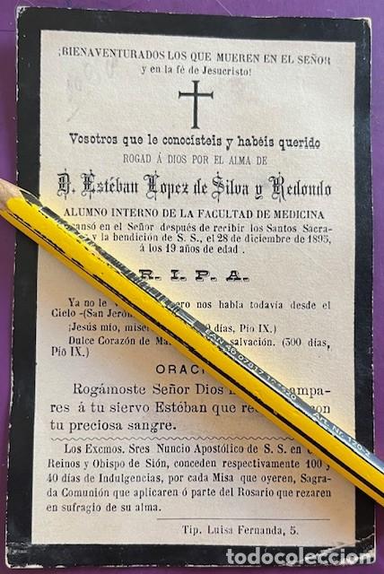 Postales: RECORDATORIO FUNERARIO, E. LOPEZ DE SILVA Y REDONDO 1895
