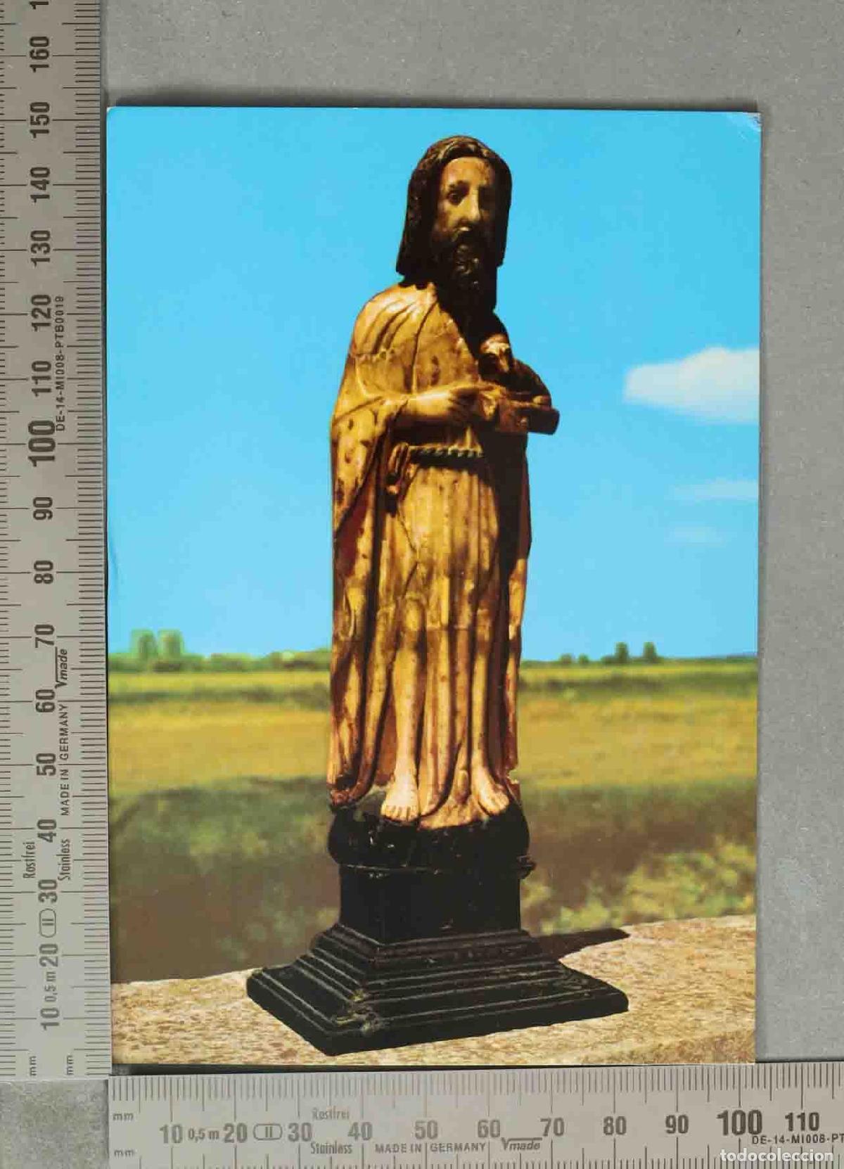 Cartoline: POSTAL. Bas&iacute;lica Visig&oacute;tica de San Juan de Ba&ntilde;os - Talla en Alabastro - San Juan Bautista