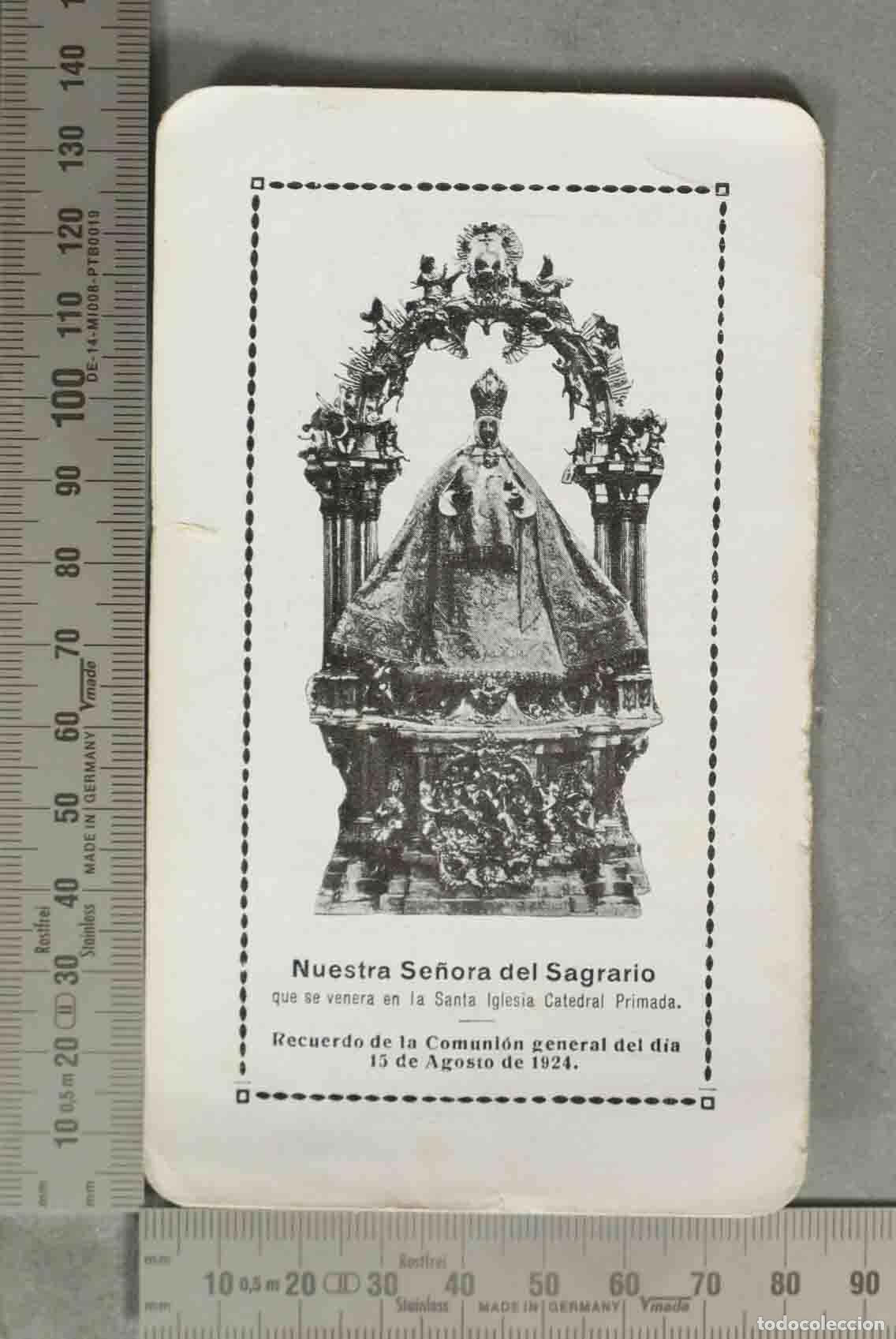 Postais: ESTAMPA. Nuestra Se&ntilde;ora del Sagrario - Recuerdo de la Comuni&oacute;n general 1924