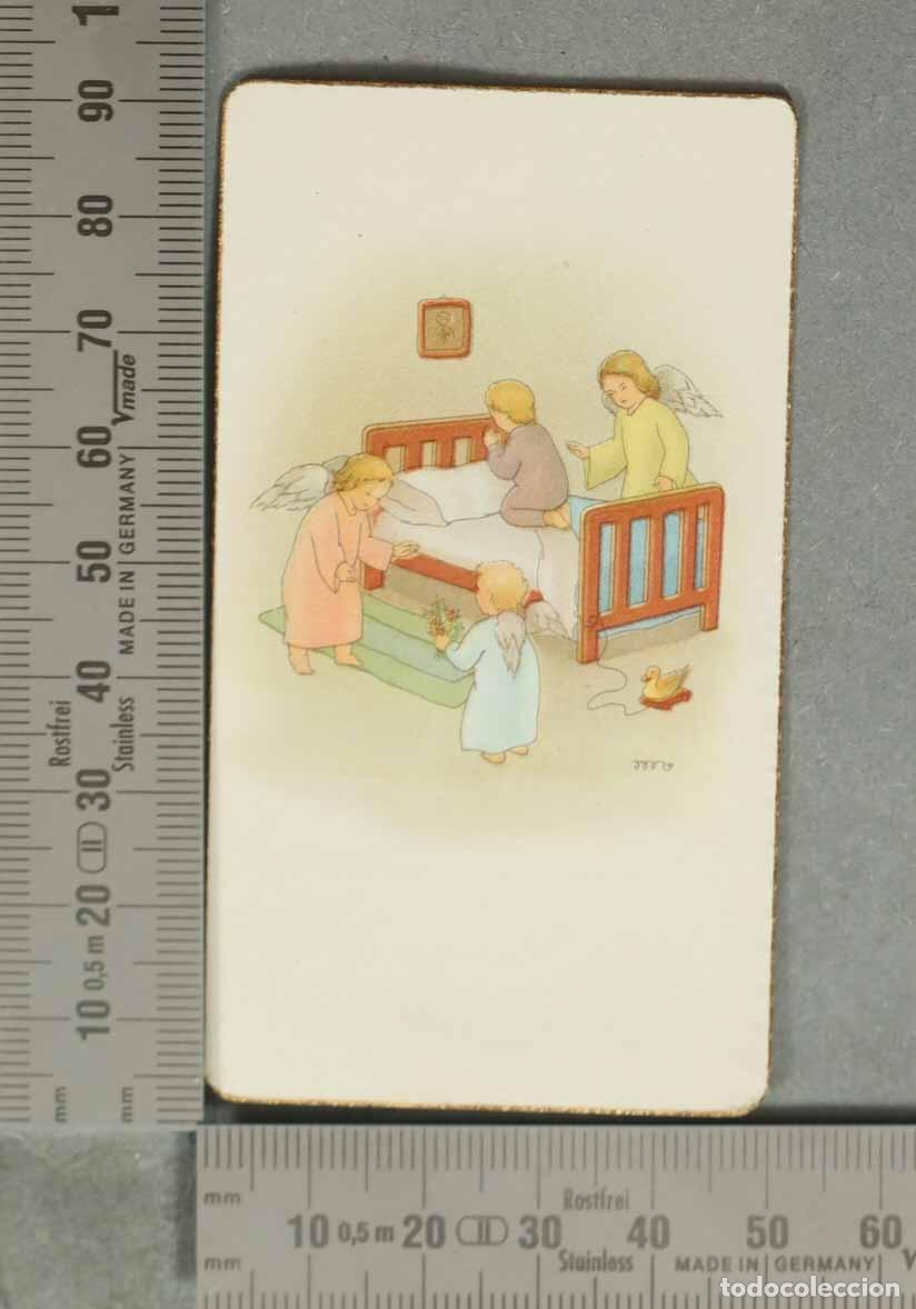 Postais: ESTAMPA. &Aacute;ngeles de la guarda con ni&ntilde;os alrededor de la cama PRIMERA COMUNI&Oacute;N TOLEDO 1942
