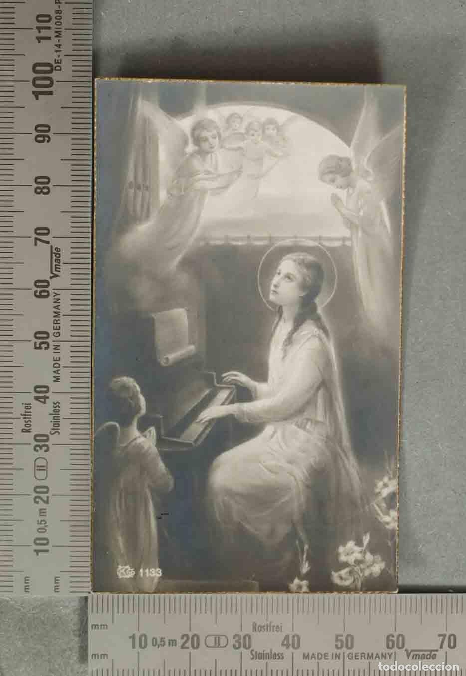 Postais: ESTAMPA. Santa Cecilia tocando el piano - PRIMERA COMUNION. 1938 SAN SEBASTIAN