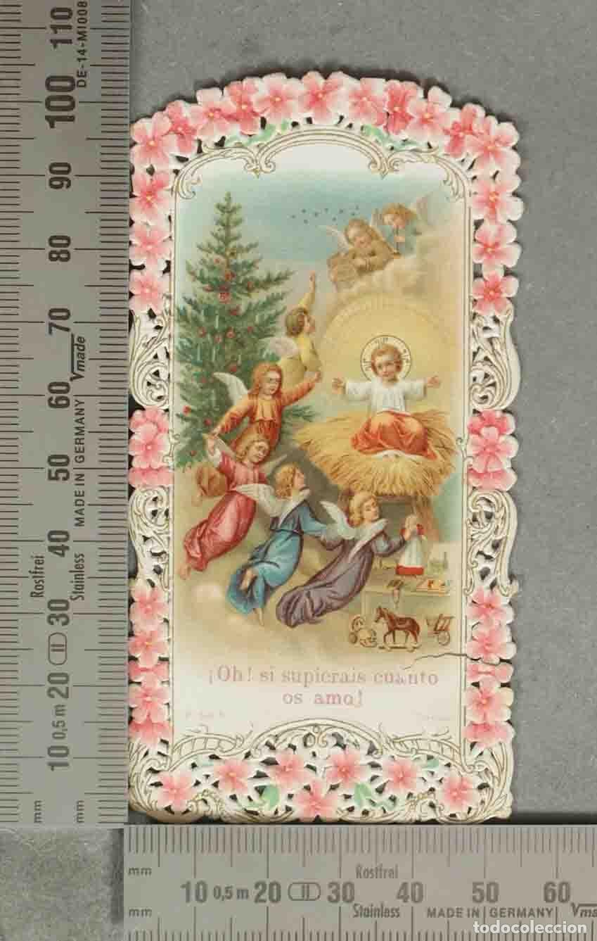 Postais: ESTAMPA PUNTILLA. &iexcl;Oh! si supierais cu&aacute;nto os amo! - Ni&ntilde;o Jes&uacute;s con &aacute;ngeles y &aacute;rbol de Navidad