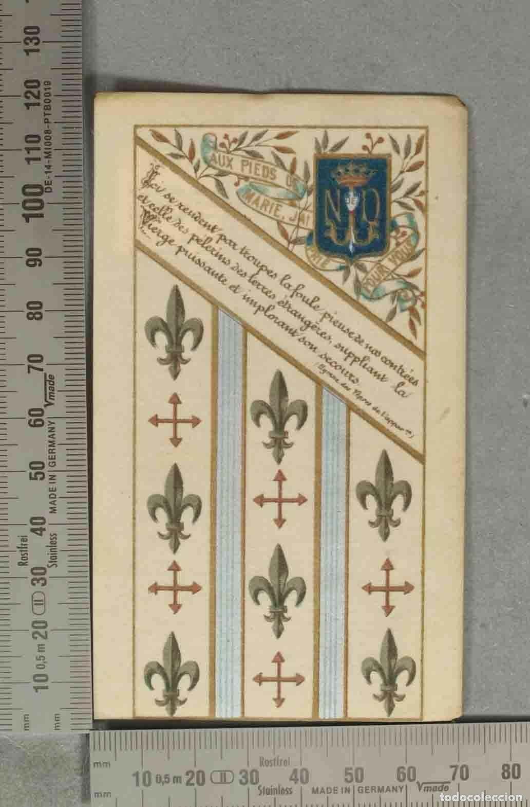 Postales: ESTAMPA. Aux pieds de Marie - Ici se rendent par troupes la foule pieuse - ND - Fleurs de lis