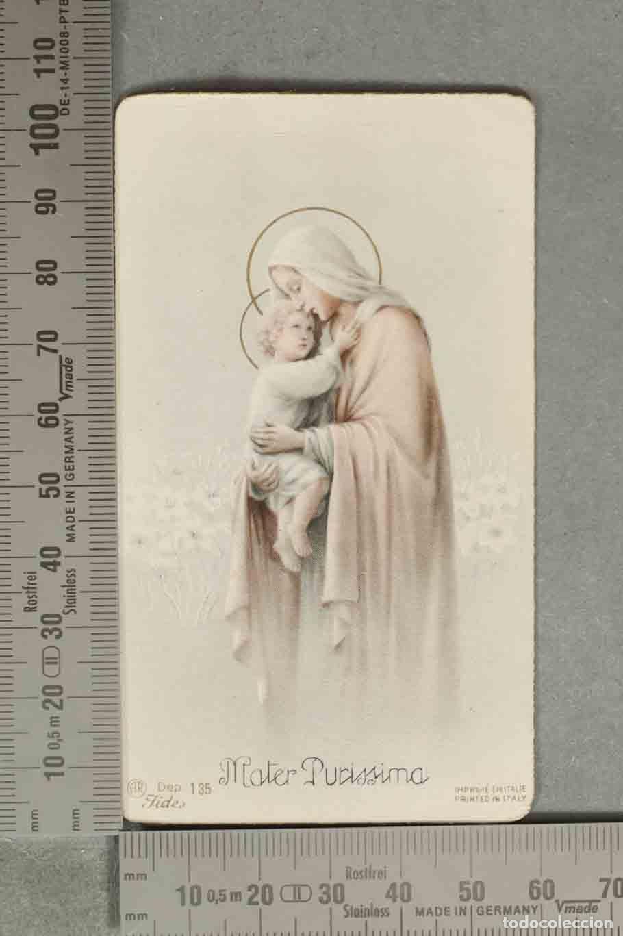 Cartoline: ESTAMPA. Mater Purissima - Fides PRIMERA COMUNION. MADRID 1945