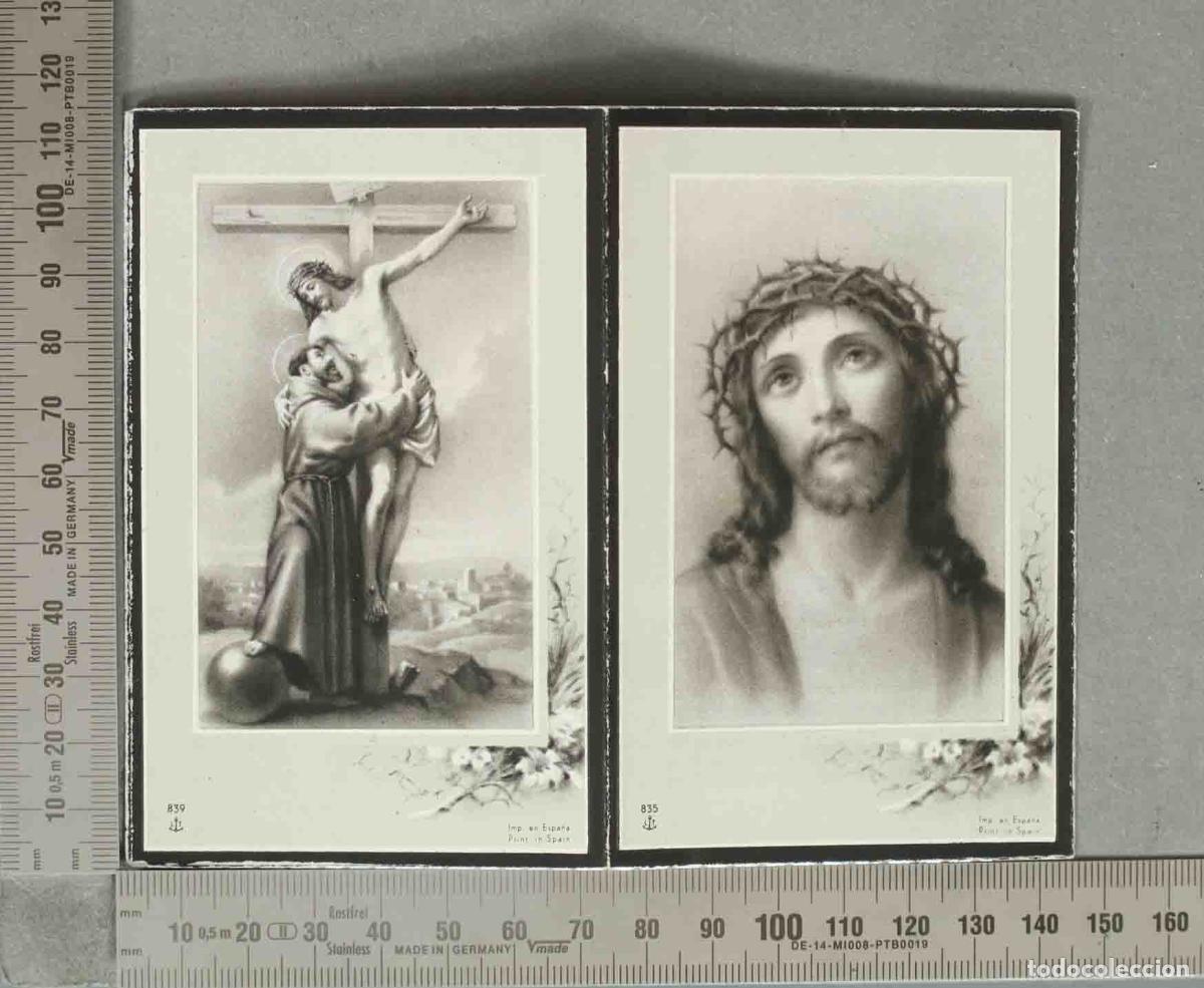 Cartoline: ESQUELA DIPTICO. Jesucristo con corona de espinas - 1955. MUJER