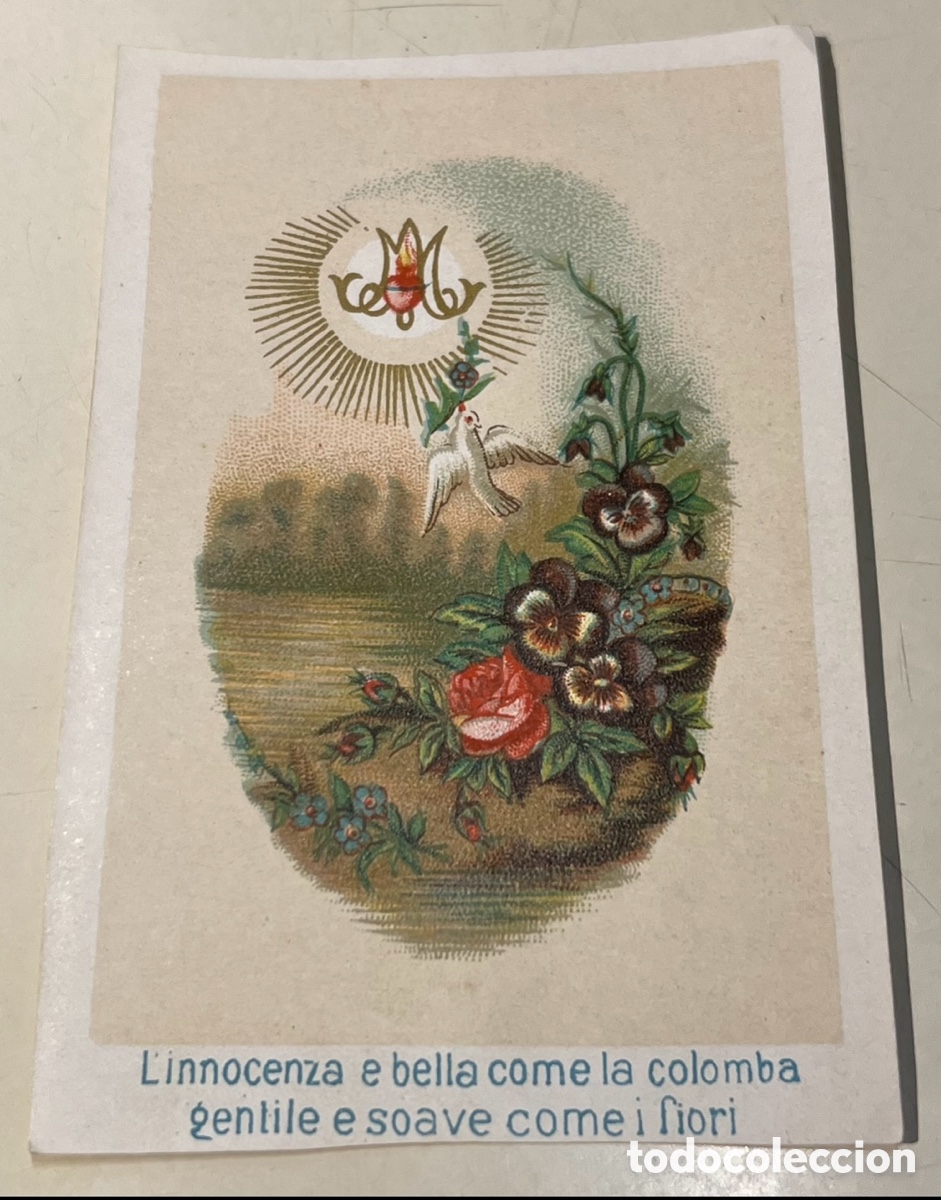 Postales: Estampa Religiosa. Con oraci&oacute;n en Italiano. Mid-Century.