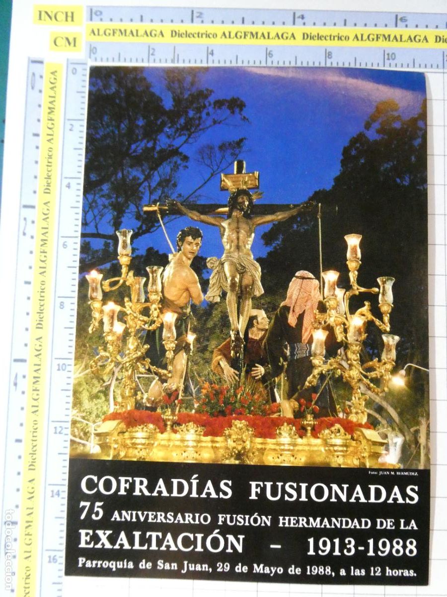 Postales: TARJETA POSTAL RELIGIOSA SEMANA SANTA. M&Aacute;LAGA 1913 1988 75 A&Ntilde;OS COFRAD&Iacute;AS FUSIONADAS EXALTACION 2714