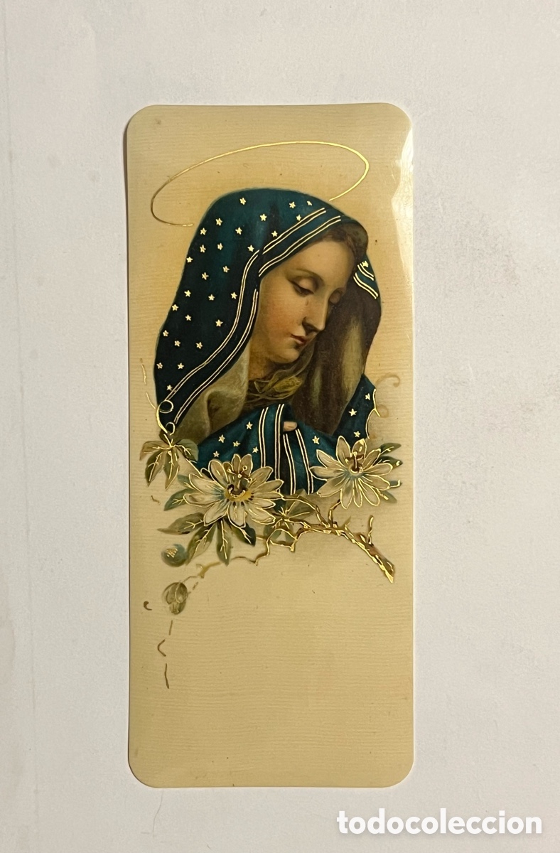 Postales: VIRGEN DOLOROSA. Hermosa Estampa pintada sobre celuloide.. (fin siglo XIX)