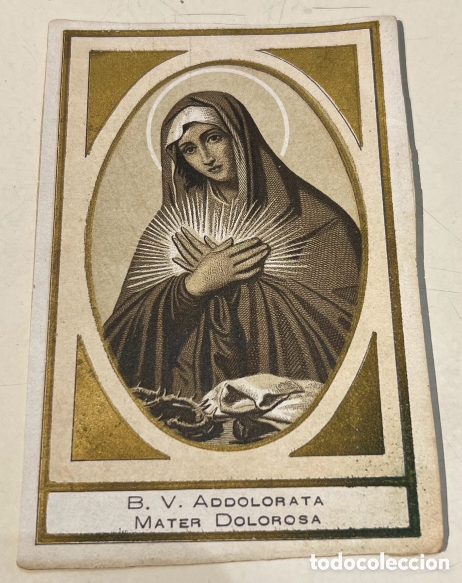 Postales: Estampa Religiosa. B. V. Addolorata Mater Dolorosa. Circa 1900.