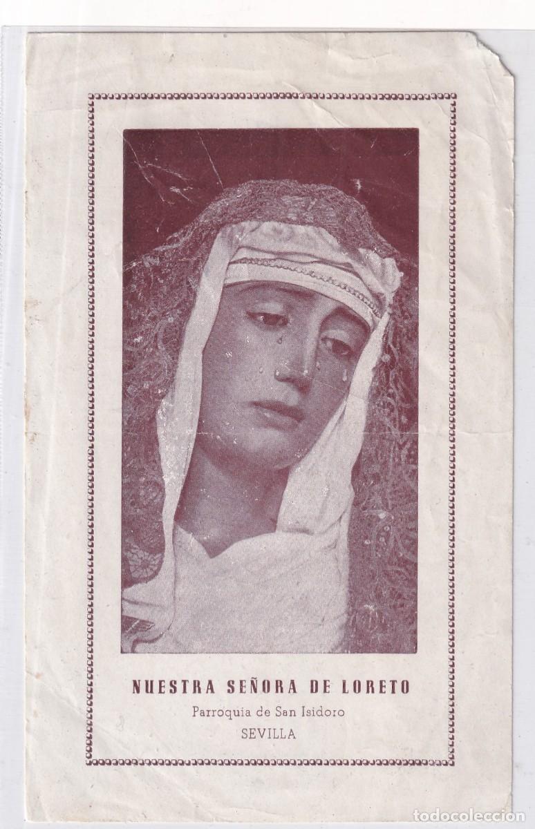 Postcards: Estampa Nuestra Se&ntilde;ora de Loreto. Parroquia de San Isidoro. Sevilla. Oraci&oacute;n en el reverso.