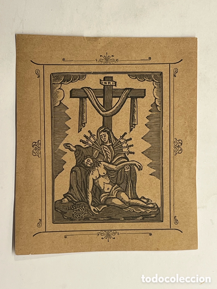 Postales: LA PIEDAD.. atravesada por Siete Espadas.. Estampa litograf&iacute;ca antigua (fin Siglo XIX)