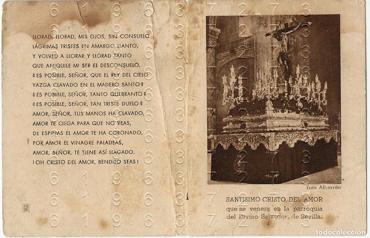 Postkarten: SEVILLA CRISTO DEL AMOR SEMANA SANTA ESTAMPA CON ORACION MUY ANTIGUA 12X7 B44