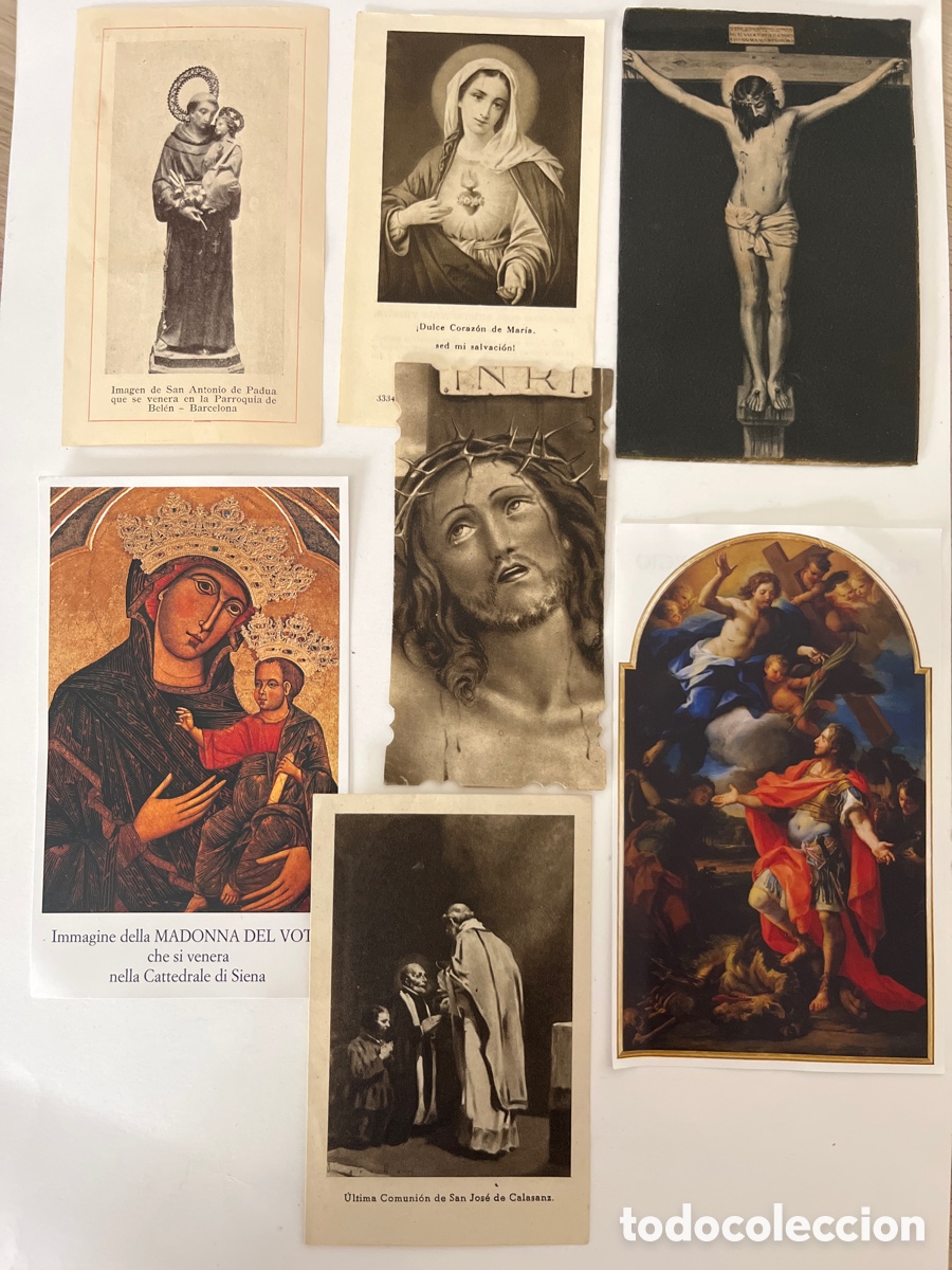 Postales: ESTAMPAS. Lote de 7 estampas religiosas. Antonio de Padua, Calasanz, Madonna Siena, Giorgio