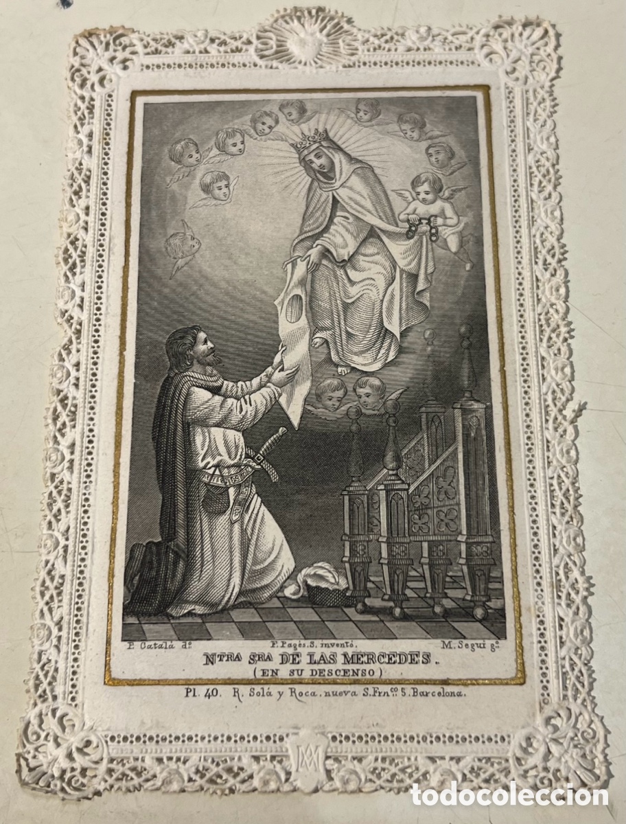 Postais: Estampa Religiosa. Nuestra Se&ntilde;ora de las Mercedes. Oraci&oacute;n. Barcelona. A&ntilde;os 40.