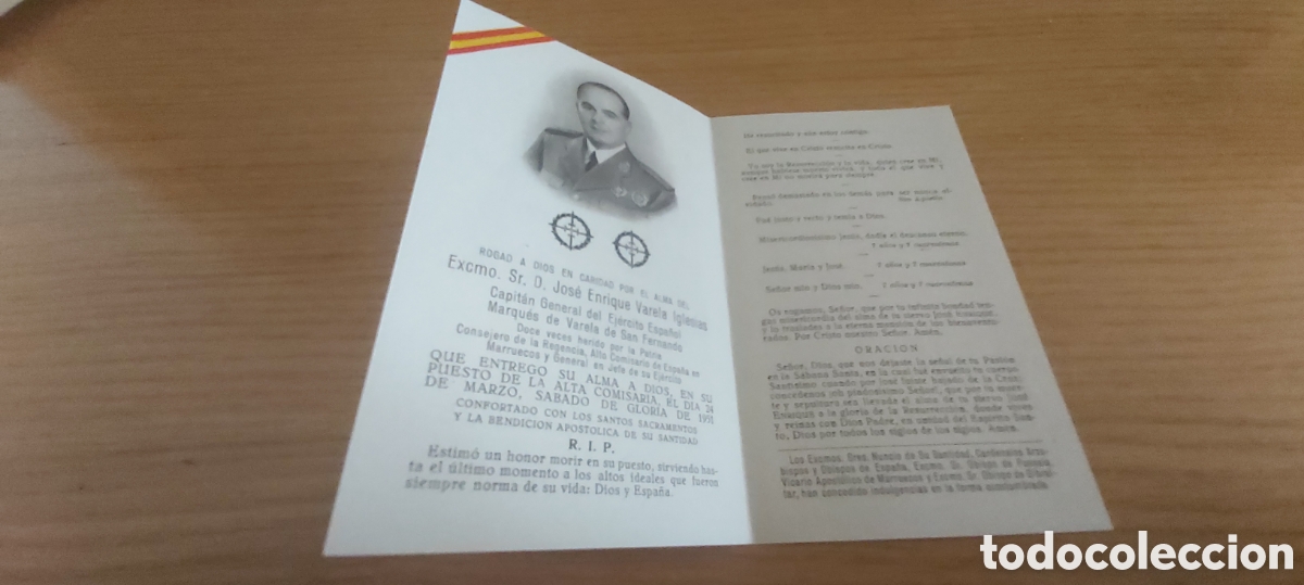 Postales: RECORDATORIO FALLECIMIENTO GRAL ENRIQUE VARELA. REGULARES