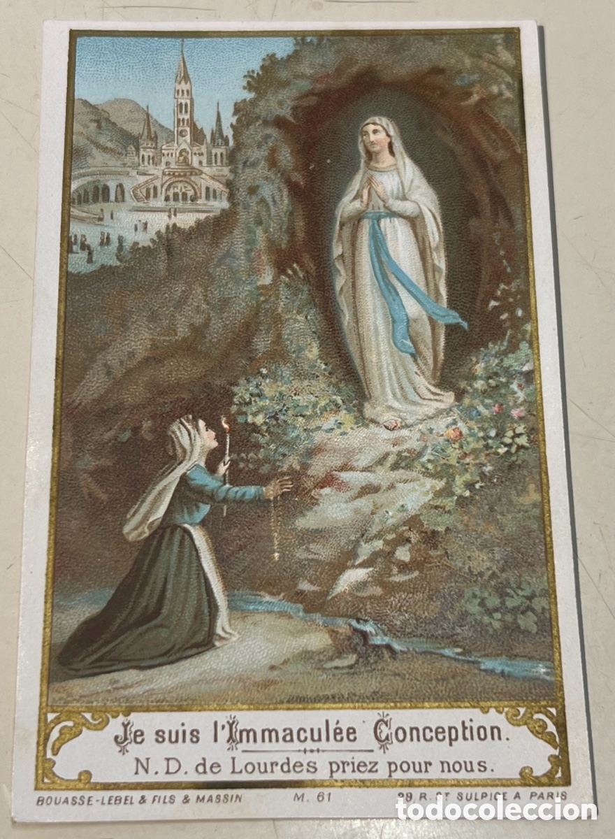 Postales: Estampa Religiosa. Nuestra Se&ntilde;ora de Lourdes y Santa Bernardete. Oraci&oacute;n. Par&iacute;s. 1867.