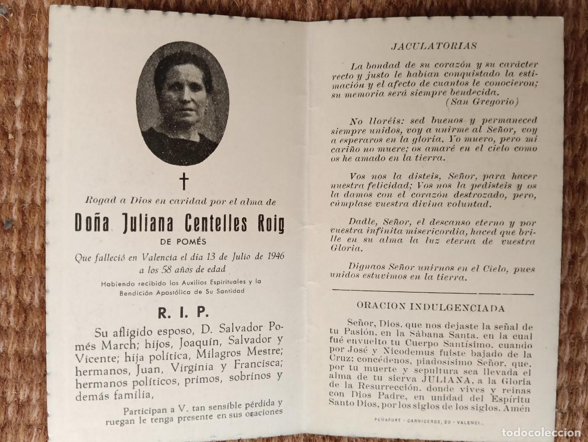 Postales: VALENCIA - IN MEMORIAN FALLECIDA EN SALAMANCA 1946 - ESQUELA