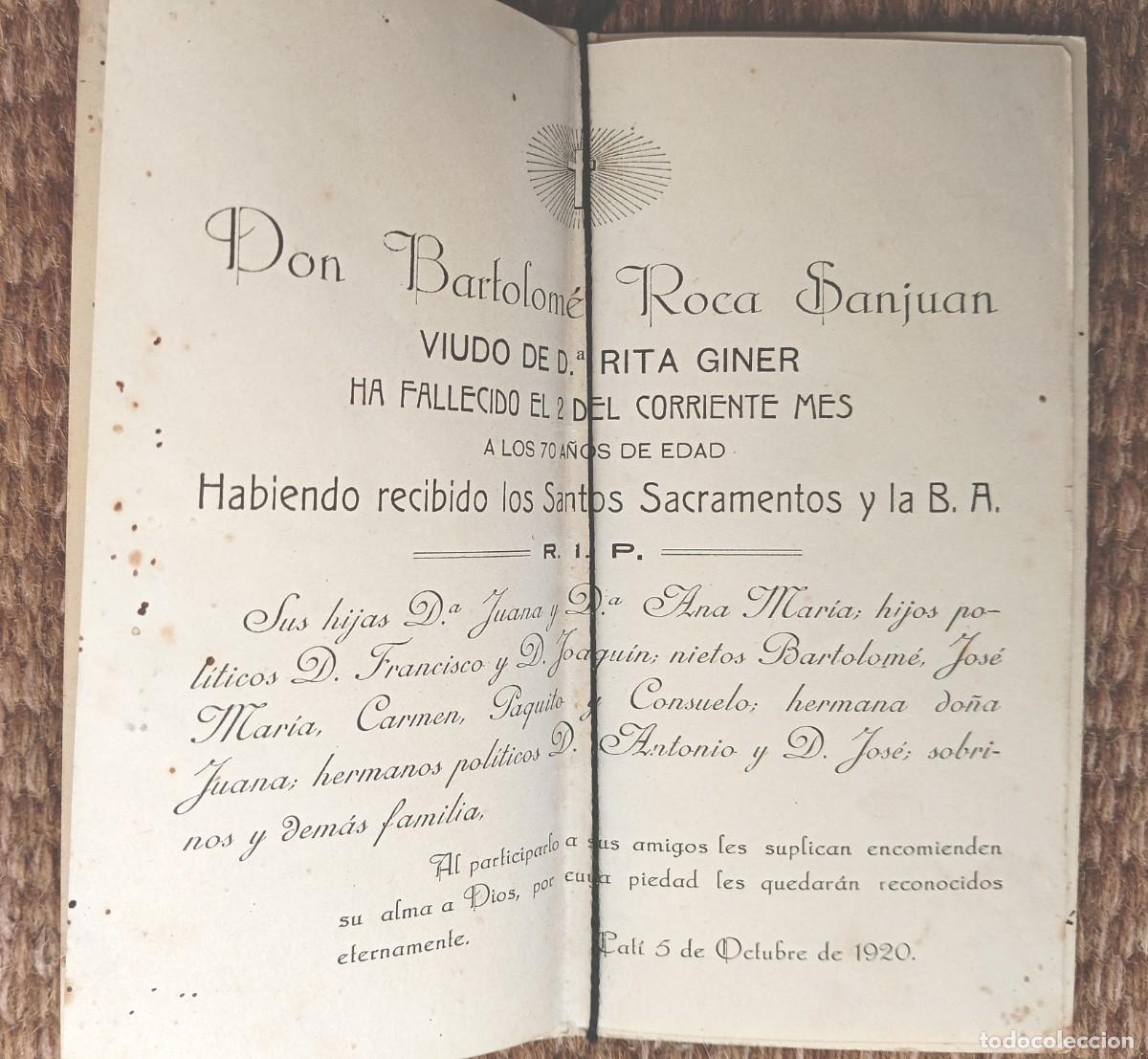 Postales: CAT&Iacute; - CASTELLON - IN MEMORIAN FALLECIDO 1920 - ESQUELA