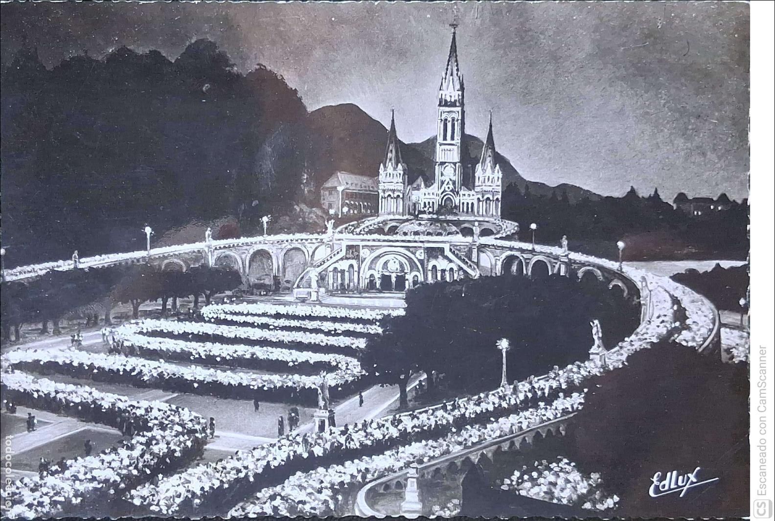 Postales: Lourdes. 256 La procesi&oacute;n de las antorchas. Nueva. Blanco/Negro