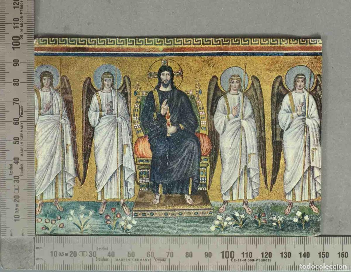 Postales: POSTAL. Mosaico de Cristo entronizado y un &aacute;ngel - Bas&iacute;lica de Sant&acute;Apollinare Nuovo, R&aacute;vena