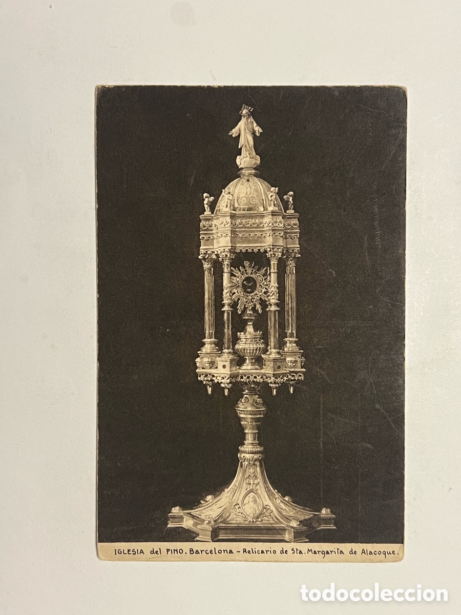 Postales: IGLESIA del PINO. Barcelona - Relicario de Santa. Margarita de Alacoque. Huecograbado Mumbru