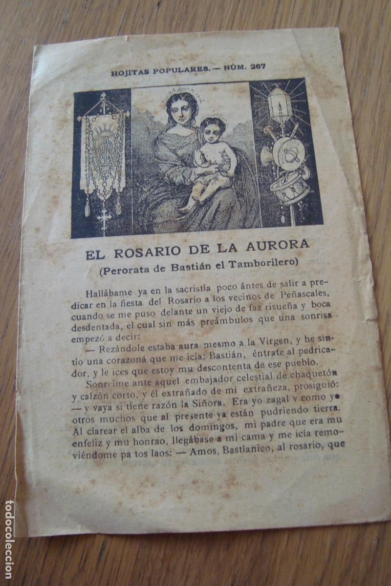 Postales: RELIGION. HOJITAS POPULARES N&ordm; 267. EL ROSARIO DE LA AURORA. BASTIAN EN TAMBOLILERO. ANGEL VERDEMAR