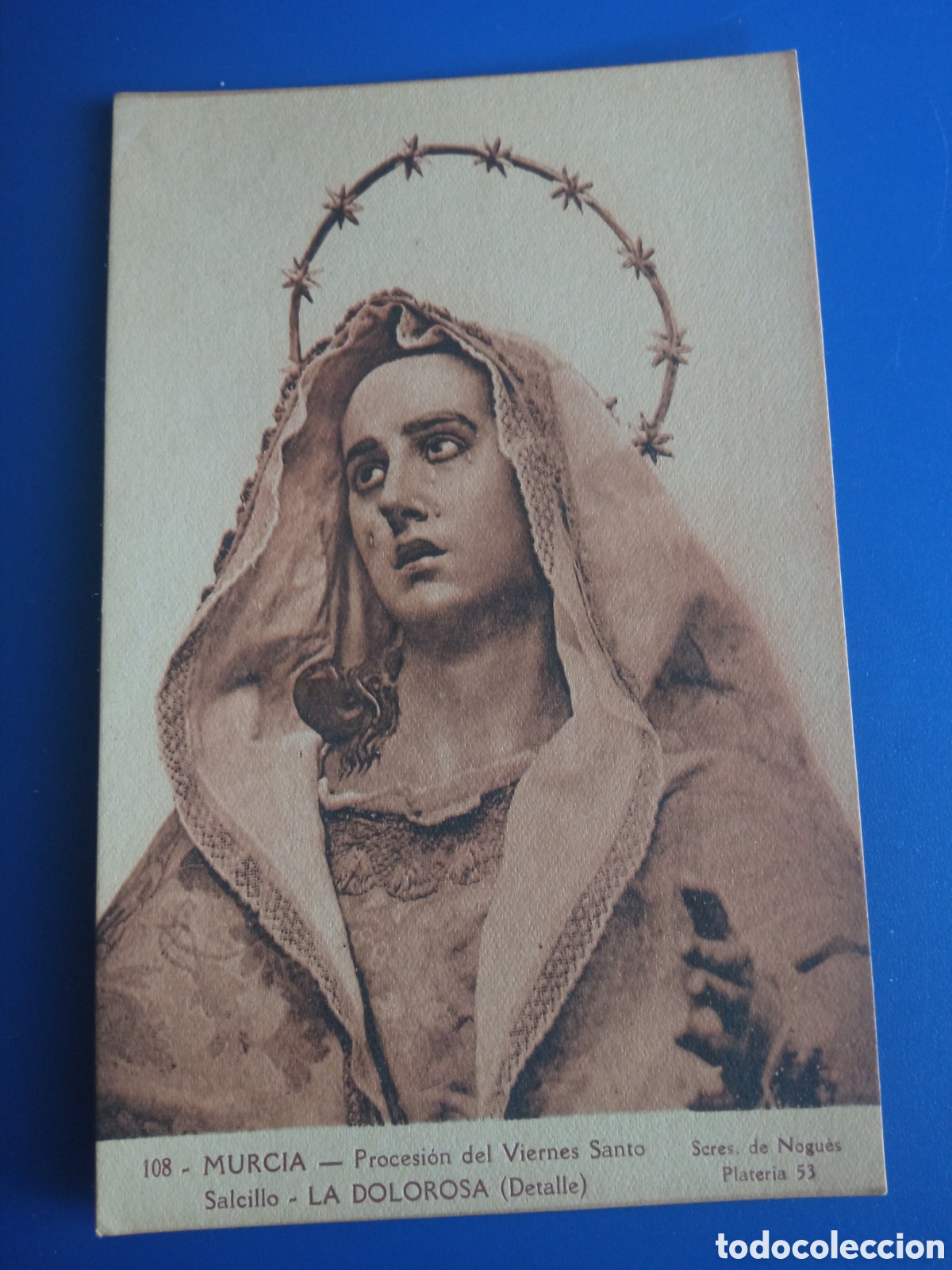 Postales: Antigua postal fotogr&aacute;fica, Murcia, Procesion de Viernes Santo, La Dolorosa