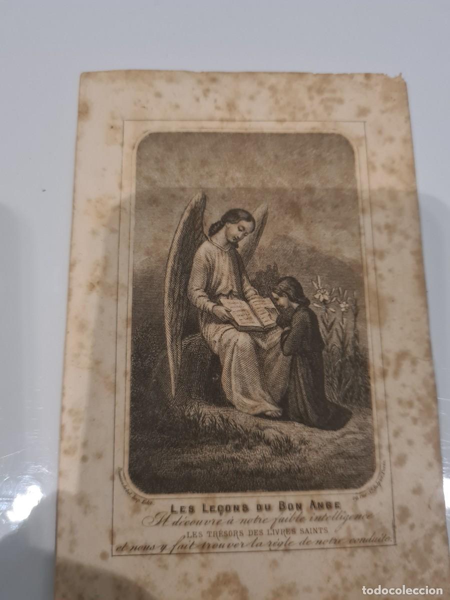 Postales: Estampa religiosa con dedicatoria manuscrita 1800