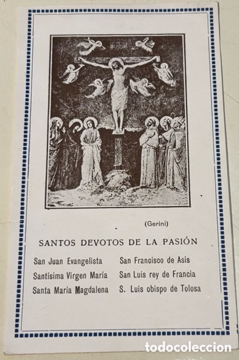 Postales: Estampa Religiosa. Santos Devotos de la Pasi&oacute;n. A&ntilde;os 40.