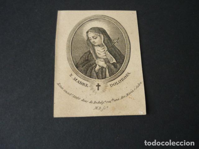 Cartoline: NUESTRA MADRE DOLOROSA ANTIGUA ESTAMPA GRABADO SIGLO XIX 5 X 7 CM