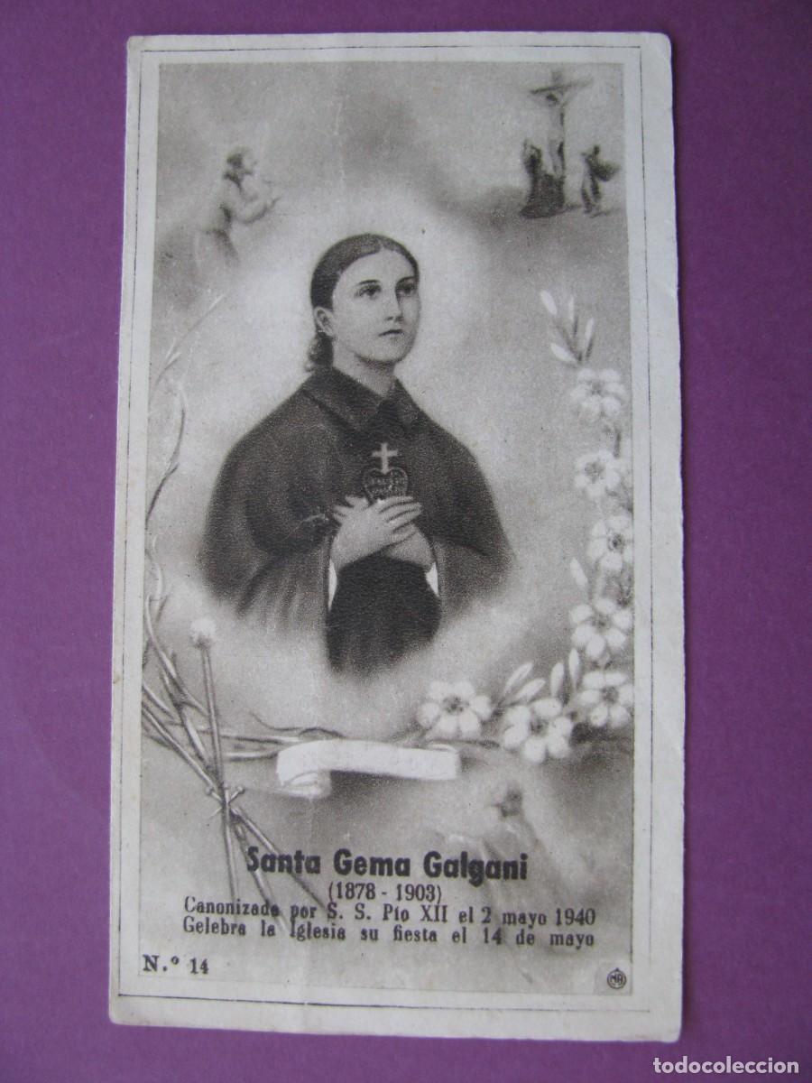 Postales: ESTAMPA RELIGIOSA. IMAGEN DE SANTA GEMA GALGANI. 1940. 11,5X6,5 CM