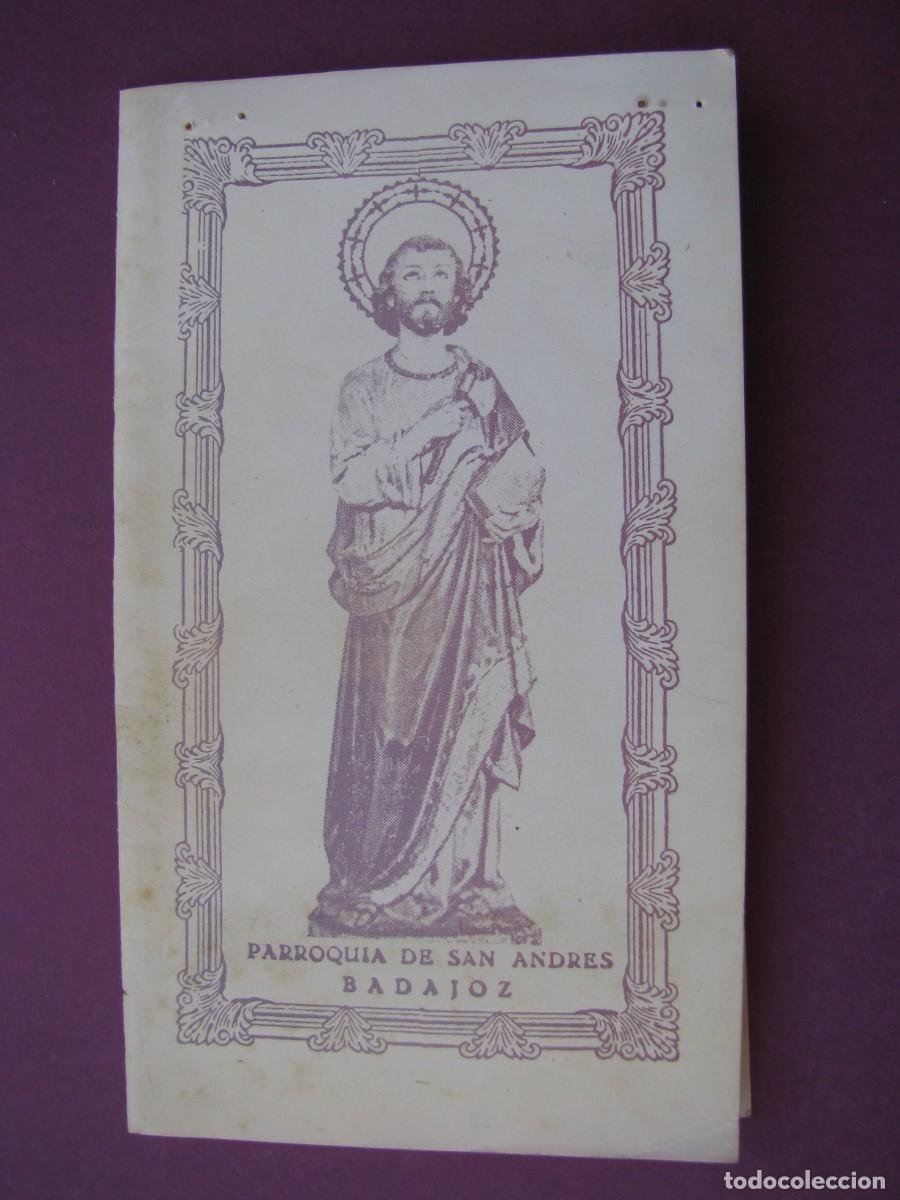Postales: ESTAMPA RELIGIOSA. SAN JUAN DE TADEO. PARROQUIA DE SAN ANDRES, BADAJOZ. 12,5X7 CM DIPTICA