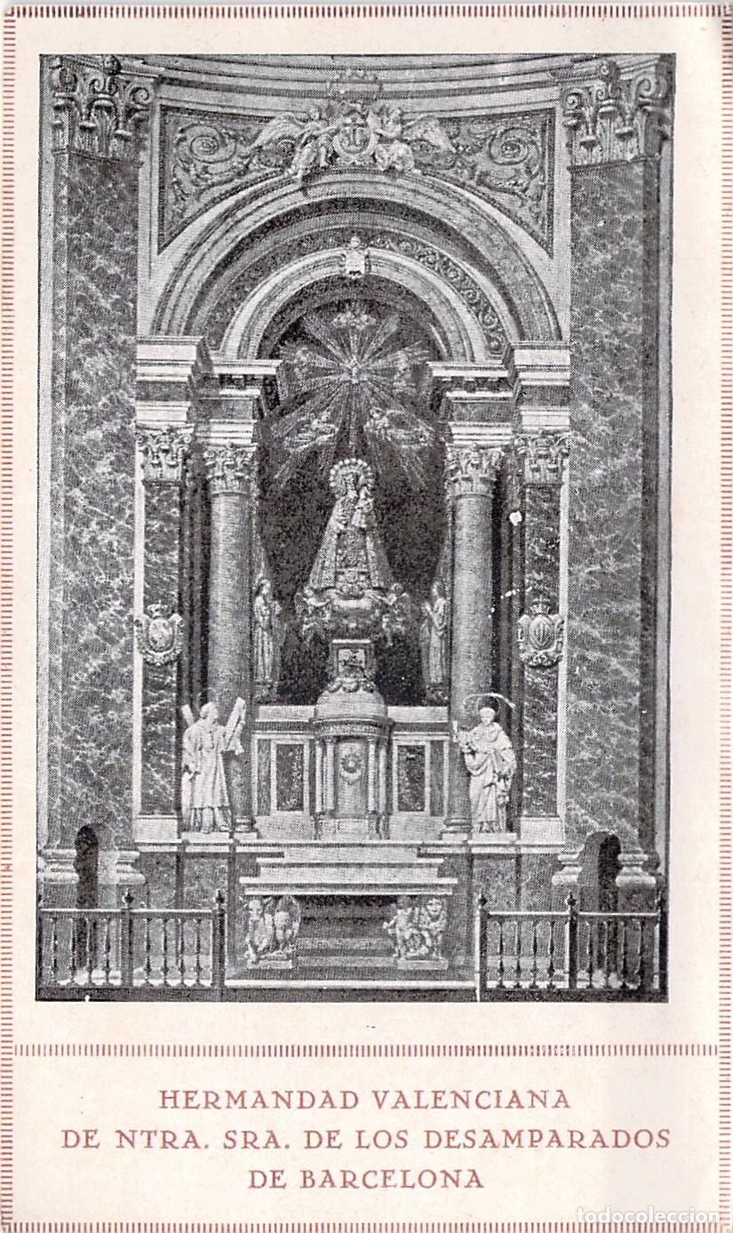 Postales: Estampa Hermandad Valenciana Virgen de los Desamparados Barcelona