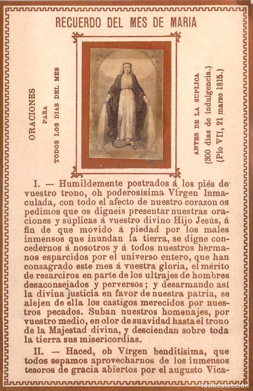 Postales: Estampa Estampa Religiosa Recuerdo del Mes de Mar&iacute;a