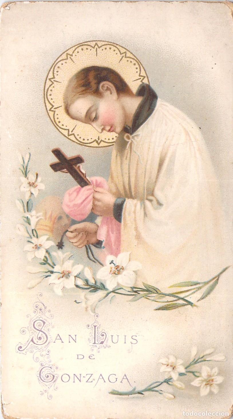 Postales: Estampa Religiosa de San Luis de Gonzaga con Oraci&oacute;n