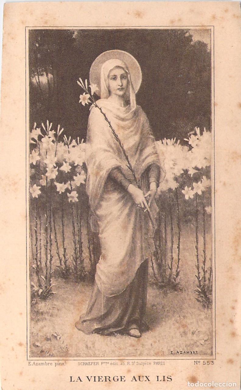 Postales: Estampa Religiosa La Vierge Aux Lis Recordatorio Hija de Mar&iacute;a